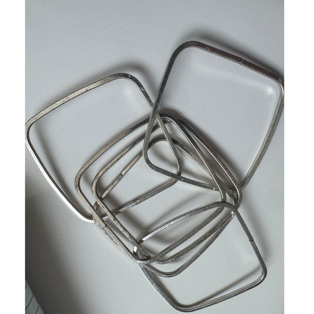Silver square stackable bangle bracelet - Picture 3 of 4